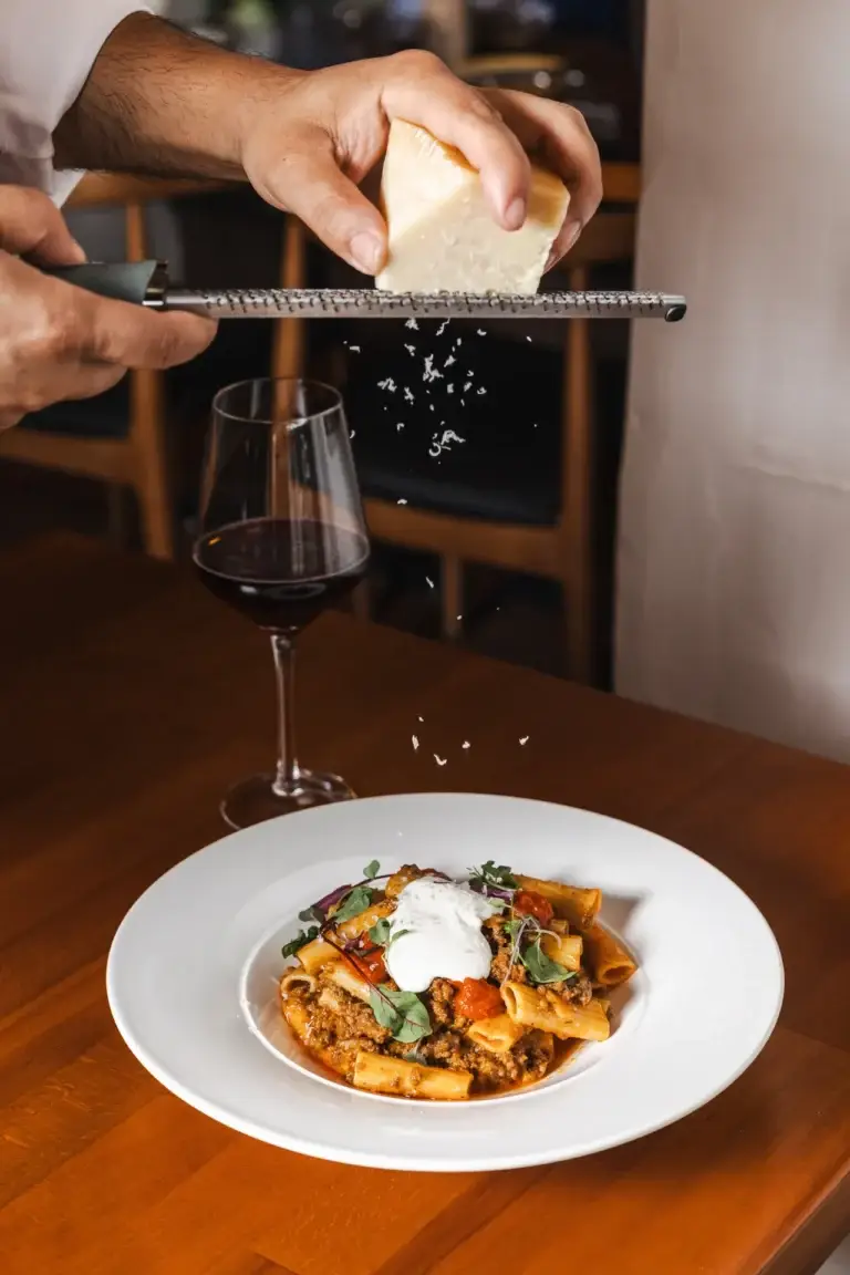 Rigatoni Mezzi with ricotta and grated Parmigiano at Capriciano Osteria, home of handmade pasta in Santa Rosa